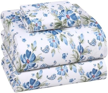 RUVANTI 100% Cotton Twin XL Sheets, Percale Weave Twin XL Set, Paislyona