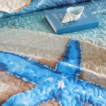 weigelia Coastal Quilt King Size, Beach Lightweight Summer Bedding