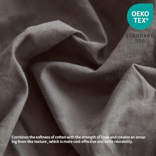BISELINA French Linen Bed Skirt with Pleated Frills 14-Inch Tailored Drop Natural Flax Cotton Blend Dust Ruffle Soft Cozy Farmhouse Bedding (14" Twin, Ruffle Dark Grey)