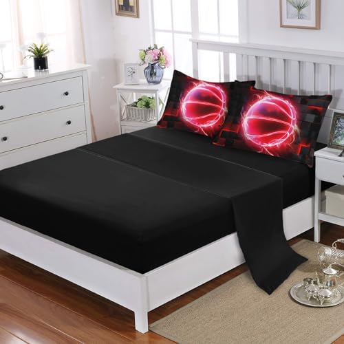 HOSIMA Teen 7Pcs Basketball Full Comforter Set with Sheets Sports Bedding.
