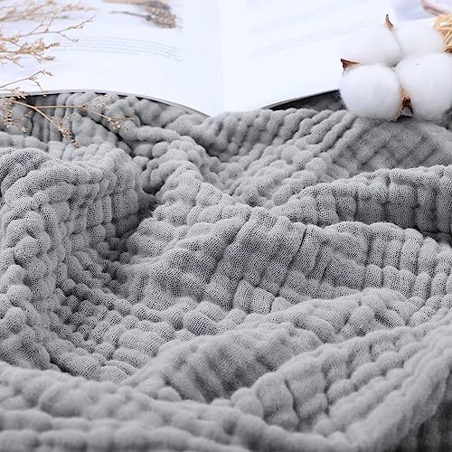 Yoofoss Muslin Blanket 100% Organic Cotton Large Twin Size 60" x 80" for Bed Couch Summer Gauze Blanket for Adults Lightweight and Breathable Grey