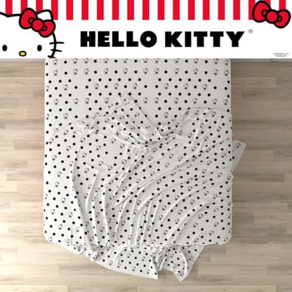 Hello Kitty Polka Dot Bedding Super Soft Microfiber 3 Piece Twin Sheet Set, (Officially Licensed Product) By Franco