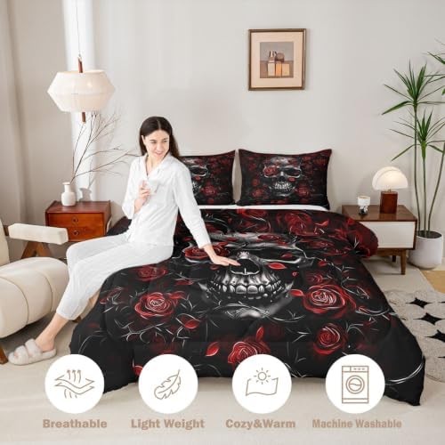 Feelyou Gothic Skull Comforter Set Queen Size Bedding Set