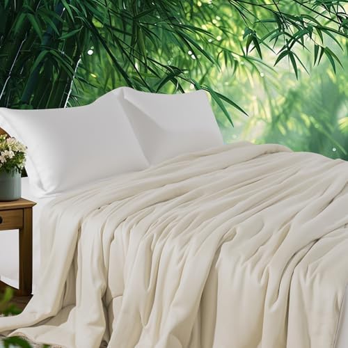 NEXHOME PRO 100% Viscose Derived from Bamboo Comforter Twin Size - Cooling & Moisture-Wicking Bedding Blanket - All Season Lightweight Design - Natural Organic Twin Duvet Insert