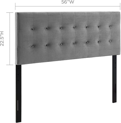 Modway Emily Full Biscuit Tufted Performance Velvet Headboard, Gray