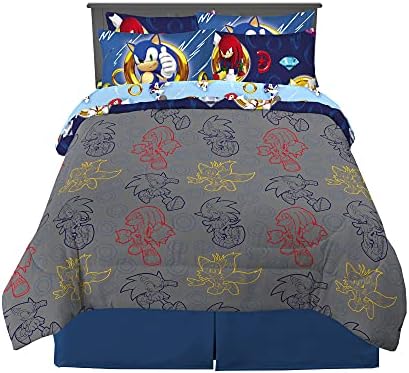 Franco Kids Bedding Super Soft Comforter and Sheet Set with Sham, 7 Piece Full Size, Sonic The Hedgehog