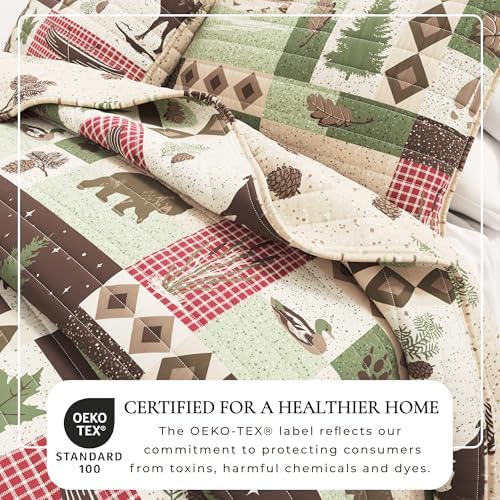 Great Bay Home Lodge Quilt Set - 2-Piece Twin/Twin XL Size Rustic Bedding Set - Lightweight, All-Season, Reversible Bedspread (Lodge Patchwork)