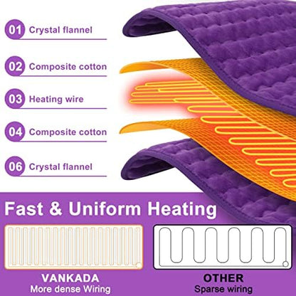 Heating Pad Electric Heat Pad, Hot Heated Pad,Multiple Temp and Timer Settings,Suitable for Shoulders, Neck, arms, Abdomen, Back, Legs, etc (Deep Purple, 40"X20")