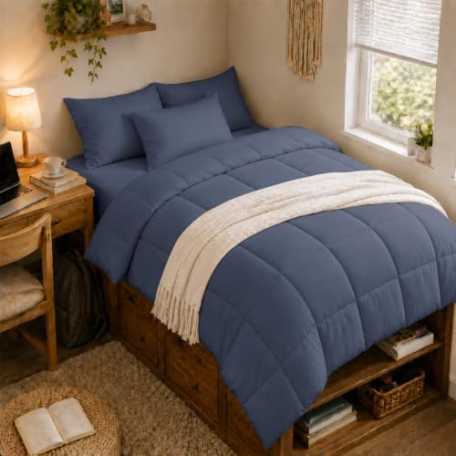 Anluoer Twin Comforter Set, 5 Piece Bed in a Bag Twin Bedding Sets