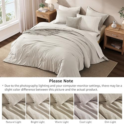 Monbix Full Size Comforter Sets-7 Pieces Soft Bed in a Bag Full Bedding Set