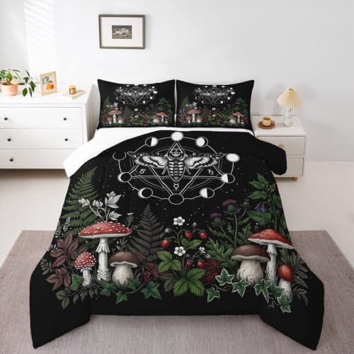Feelyou Boho Moth Bedding Set King Size for Kids Boys Girls