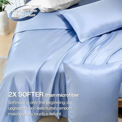 MR&HM California King Sheets 4 Pieces, Rayon Derived from Bamboo Blend