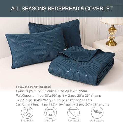 Exclusivo Mezcla 2-Piece Soft Twin Size Quilt Bedding Set, Navy Blue