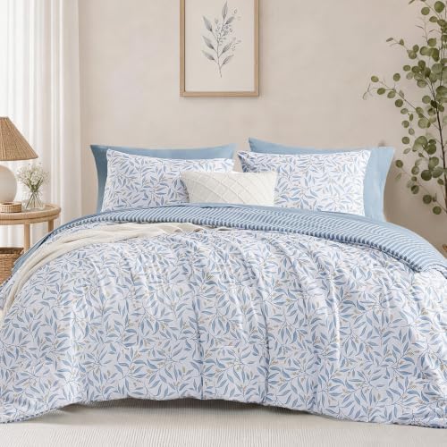 Monbix King Comforter Set-7 Pieces Floral Bed in a Bag King Bedding Sets