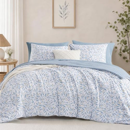 Monbix King Comforter Set-7 Pieces Floral Bed in a Bag King Bedding Sets