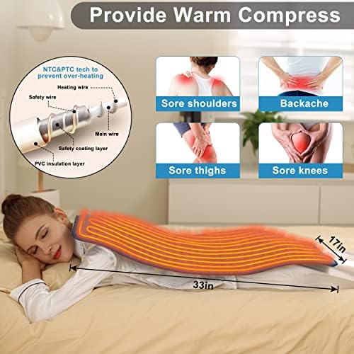 Heating Pad Electric Heat Pad, Hot Heated Pad,Multiple Temp and Timer Settings,Suitable for Shoulders, Neck, arms, Abdomen, Back, Legs, etc. (Blue, 40"X20")