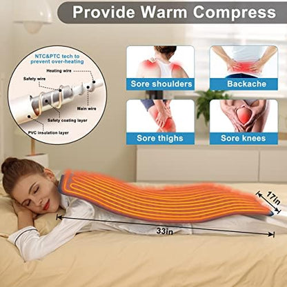 Heating Pad Electric Heat Pad, Hot Heated Pad,Multiple Temp and Timer Settings,Suitable for Shoulders, Neck, arms, Abdomen, Back, Legs, etc. (Blue, 40"X20")
