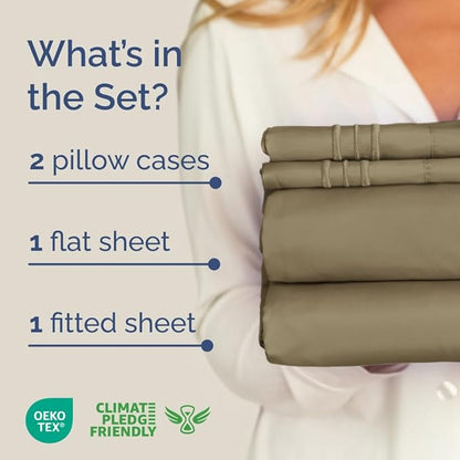 Full XL Bed Sheet - 4 Piece Full XL Bed Sheets Set - Soft, Breathable & Cooling - Hotel Luxury Bedding for Women, Men, Kids, Teens, Boys & Girls - Deep Pockets, Comfy, Fade and Wrinkle Free - Khaki