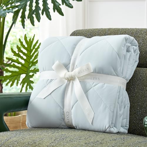 Cozy Bliss Cooling Blanket for Hot Sleepers King Size, Q-Max 0.45 Cooling Comfort, Cold Blankets for Night Sweats Sleeping, Ultra-Cool Lightweight Breathable Summer Blanket for Bed, Cool Blue