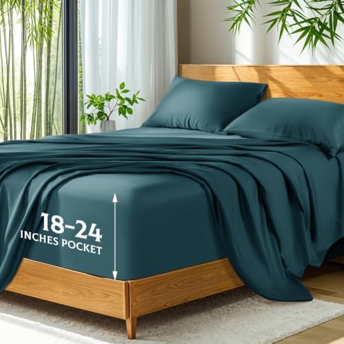 SONORO KATE 100% Viscose Derived from Bamboo_Sheets, Extra Deep Pocket,4PC