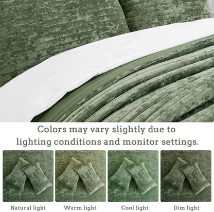 Califonia King Velvet Quilt Set Striped Bedspread 106x118