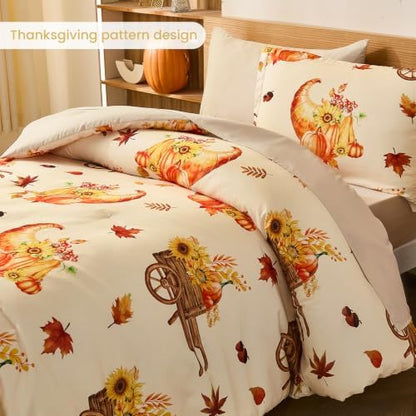 Cottolester Twin Size Comforter Thanksgiving Comforters for Boys&Girls