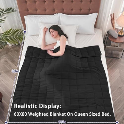 yescool Weighted Blanket for Adults 12lbs Queen Size, 60" x 80", Black