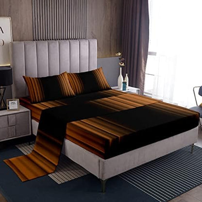 Feelyou Abstract Ombre Bed Sheets Kids Teens Brown and Black Bedding Set Room Decor 3Pcs Full Size