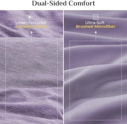 JOLLYVOGUE Purple Queen Comforter Set, Cationic Dyeing Bed in a Bag Queen 7 Pieces, Double-Tone Bedding Set with Down Alternative Comforter, Sheets, Pillowcases & Shams