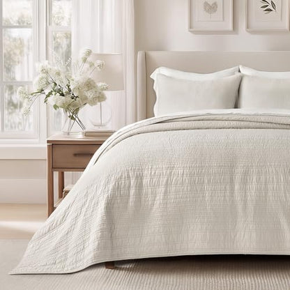 EVERGRACEHOME 100% Cotton Quilt Set Oversized Cal King, Birch