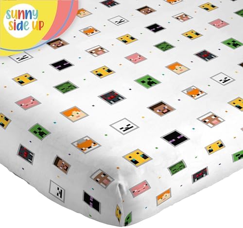 Sunny Side Up Minecraft Creeper & Animals Twin Sheet Set - 3 Piece Kids Bedding Set Includes Pillow Cover - Super Soft Microfiber Sheets
