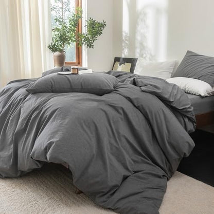 FOSSA Duvet Cover Set 100% Washed Cotton Linen Feel Super King Plus