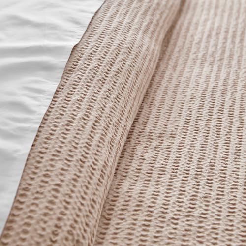 Levtex Home Cloud Waffle Full/Queen Comforter Set (90x94in) with 2 Pillow Shams (26x20in) - Solid Waffle Cotton Texture - Blush - 100% Cotton Full/Queen Size Comforter Set - Soft, Pre-Washed