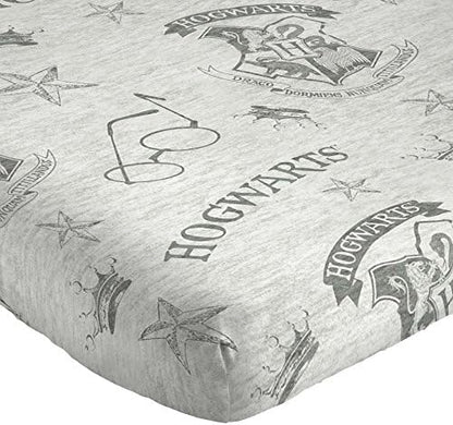Jay Franco Kids Sheet Set with Fitted, Flat Sheets & Pillow Cover - Ultra-Soft Bedding with Pillowcase for Room Decor, Gray - Harry Potter, 4 Piece Full