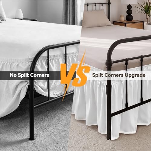 RIMELA Bed Skirt with Split Corners, King, 15 Inch Drop, Moon White