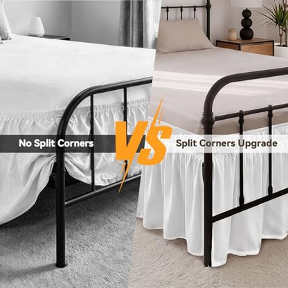 RIMELA Bed Skirt with Split Corners, King, 15 Inch Drop, Moon White