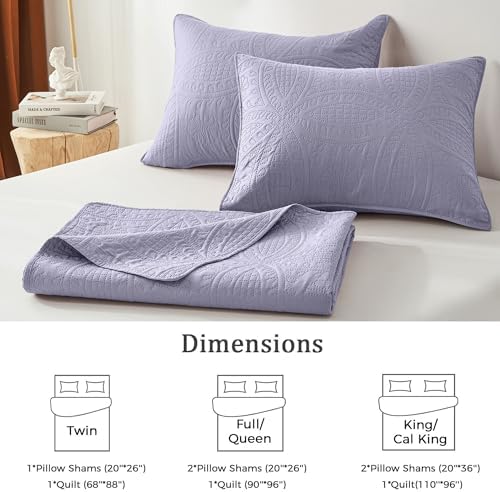 akkialla Lavender Twin Quilt Set,Ultrasonic Lightweight Bedspread Coverlet for Modern Minimalist Bedroom,Soft Microfiber Coin Pattern Bedding,2-Piece (1 Quilt,1 Pillow Sham)