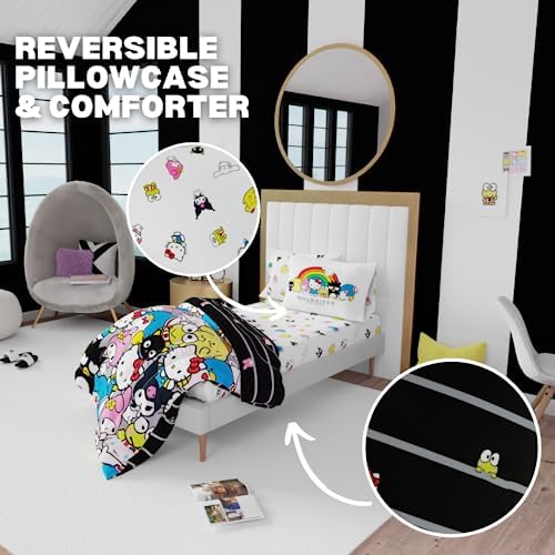 Franco Collectibles Hello Kitty & Friends Bedding 5 Piece Super Soft Comforter and Sheet Set with Sham, Twin, (Official Licensed Product)