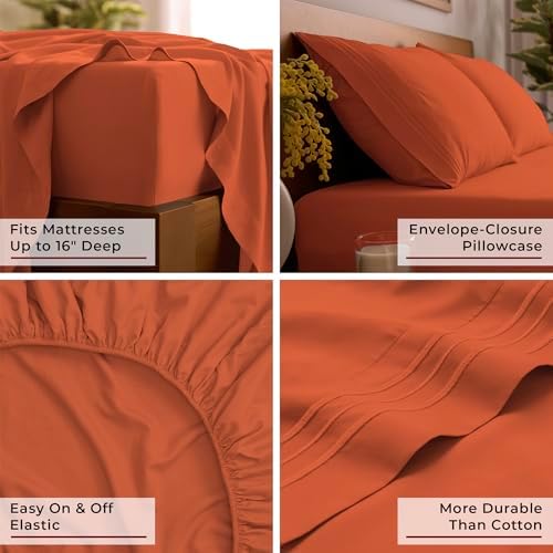 Mellanni Iconic 3-Piece, Ultra Soft Sheet Set (Twin, Poppy Orange)