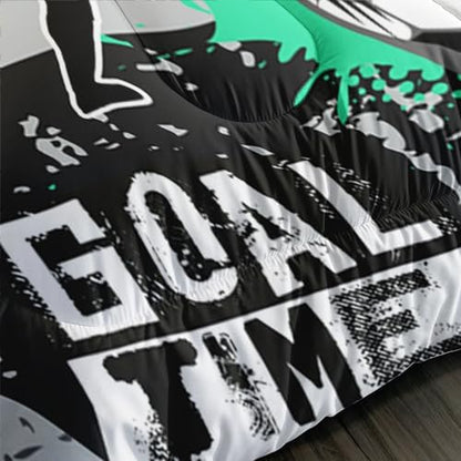 Soccer Bedding Comforter Set Queen Size with 2 Pillowcases.