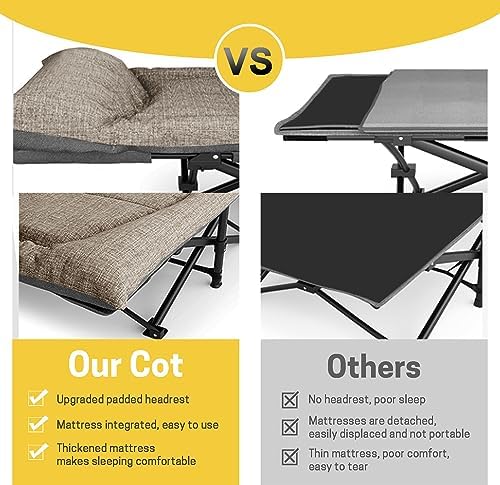 ATORPOK Folding Camping Cot for Adults with Cushion and Pillow