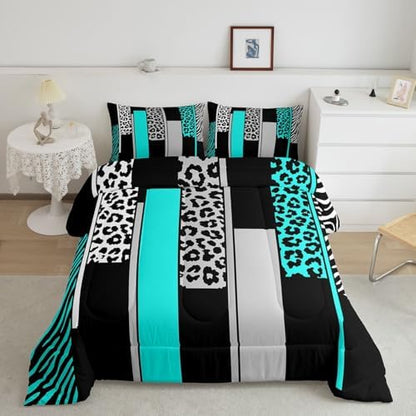 Feelyou Animal Print Ombre Leopard Comforter Set Full Size Kids Boys Girls