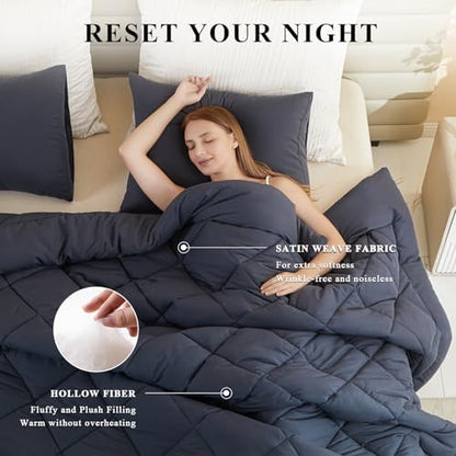 Oversized King Comforter, Super King Comforter Oversized, All Season Soft Quilt Down Alternative Duvet Insert with 8 Corner Tabs(120x98, Grey)