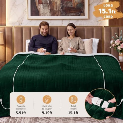 Heated Electric Blanket King Size, Dual Control, 90" x 100", Jasper