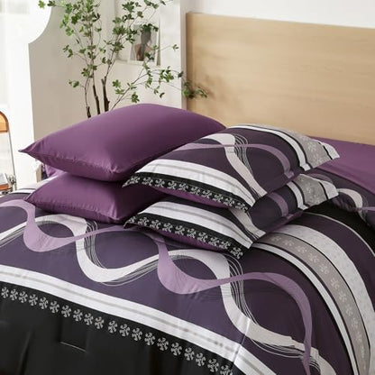Anibedding Purple Comforter Set Full Size,8 Pieces Bed in a Bag