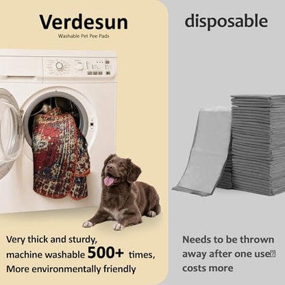 Washable Pee Pads for Dogs 24"x36" 2 Pack Reusable Puppy Potty Pad