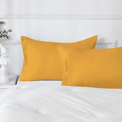 YIYEA 100% Brushed Microfiber King Pillowcase Set of 4 Pillow Cases Standard, Soft and Cozy, Wrinkle, Fade, Stain Resistant Envelop Closure Bed Pillow Cover(King Size 20 inch x 36 inch )
