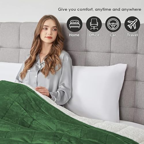 yescool Weighted Blanket for Adults (15 lbs, 60" x 80", Emerald Green) Heavy Blanket for Sleeping Perfect for 140-160 lbs, Queen Size Breathable Blanket with Premium Glass Bead
