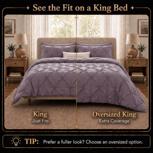 CozyLux Oversized King Comforter Set Dusty Purple, 7 Pieces Bed in a Bag