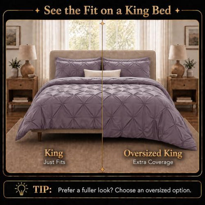 CozyLux Oversized King Comforter Set Dusty Purple, 7 Pieces Bed in a Bag